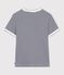 Camiseta de algod&oacute;n de manga corta a rayas para mujer azul/blanco