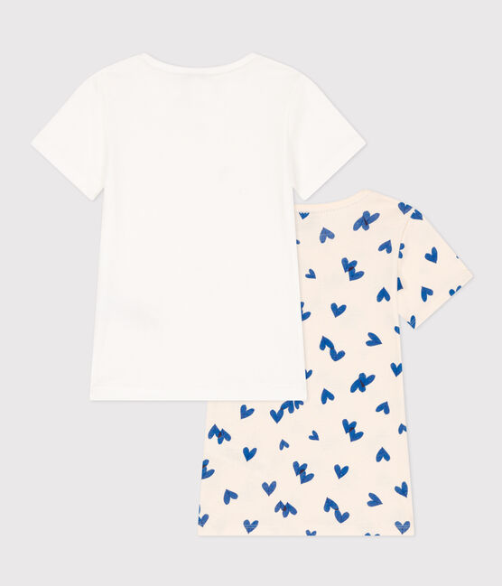 Lote de 2 camisetas de manga corta de algodón con corazón para niña variante 1