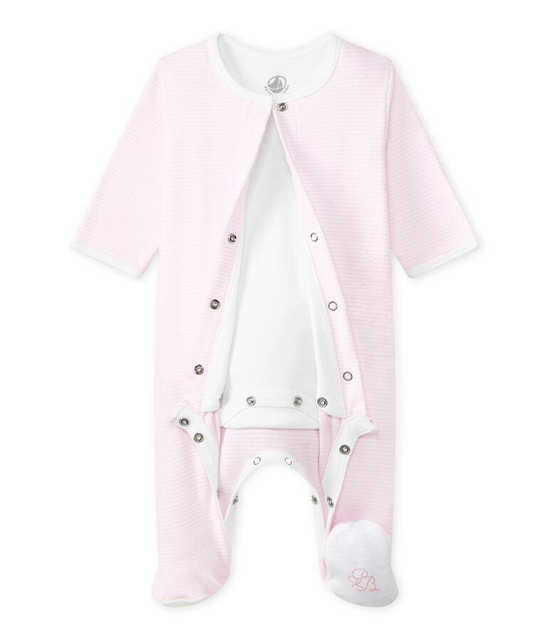 Bodipijama mixto rosa VIENNE/blanco ECUME