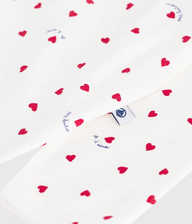 Pijama de algod&oacute;n con estampado de corazoncitos para beb&eacute; blanco/multicolor