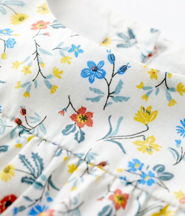 Mono corto de popelina con estampado de flores para beb&eacute; blanco/multicolor