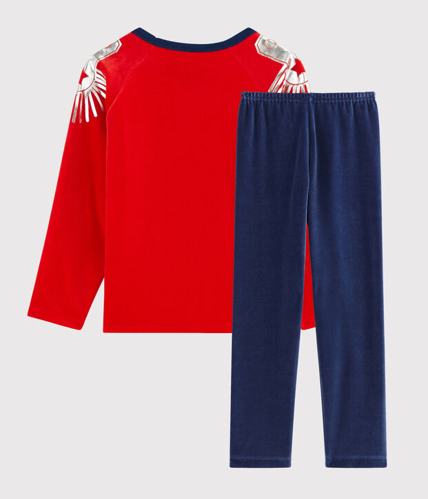 Pijama de disfraz de terciopelo para ni&ntilde;o peque&ntilde;o azul/rojo