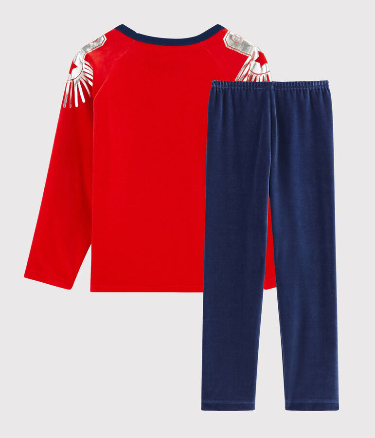 Pijama de disfraz de terciopelo para ni&ntilde;o peque&ntilde;o azul MEDIEVAL/rojo FROUFROU