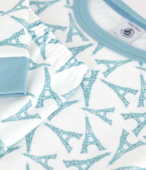 Pijama infantil muy ajustado de algodón con estampado de Torre Eiffel MARSHMALLOW/ MIMI/ MULTICO