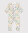 Pijama de terciopelo con estampado de flores para bebé blanco MARSHMALLOW/blanco MULTICO