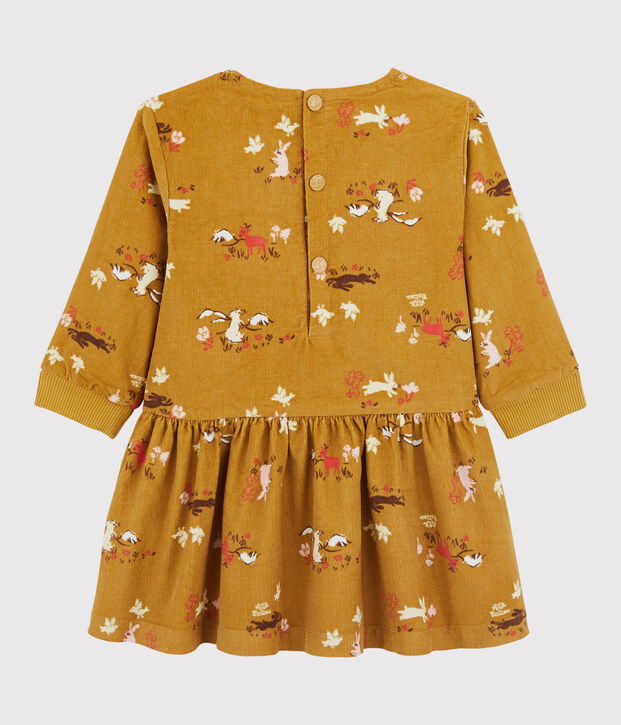 Vestido de micro pana de beb&eacute; amarillo/multicolor