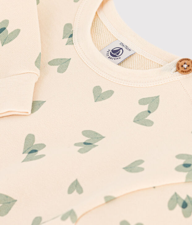 Sudadera de mulet&oacute;n estampada para beb&eacute; crudo/verde