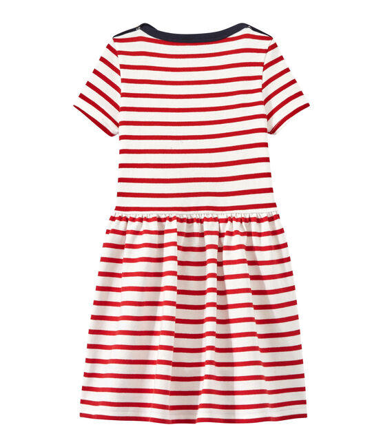 Vestido niña a rayas blanco MARSHMALLOW/rojo TERKUIT