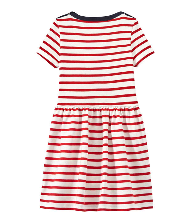 Vestido ni&ntilde;a a rayas blanco/rojo