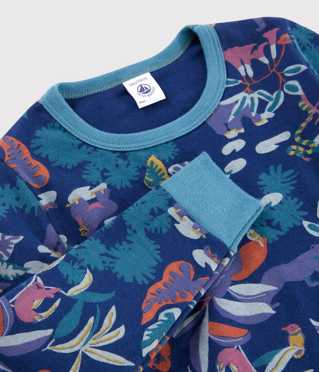 Pijama estampado de jungla de ni&ntilde;o de t&uacute;bico azul/multicolor