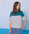 Jersey marinero manga corta para mujer verde PINEDE/blanco MARSHMALLOW/ SMOKING
