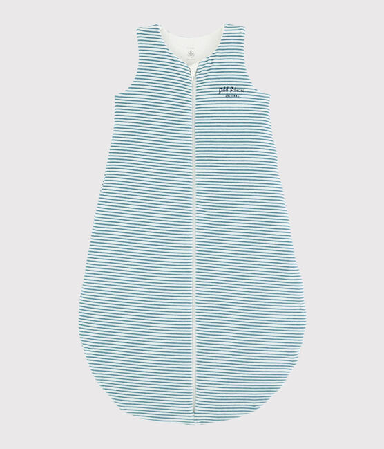 Saco de punto de tejido acanalado de rayas para bebé blanco MARSHMALLOW/ BRUME