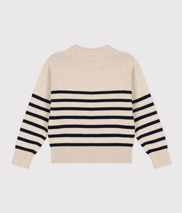 Jersey marinero de lana para mujer crudo/azul