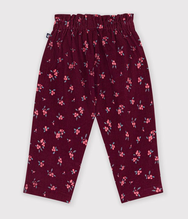 Pantal&oacute;n de terciopelo con estampado de flores para beb&eacute; rojo/multicolor