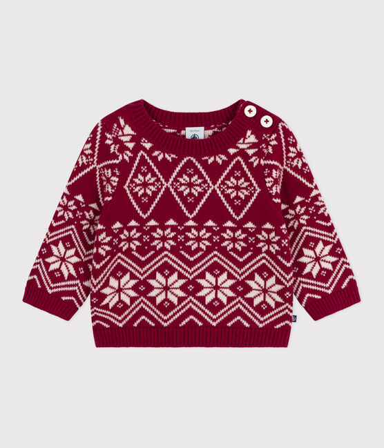 Jersey de lana y algodón con estampados para bebé rojo AMARANTE/ AVALANCHE