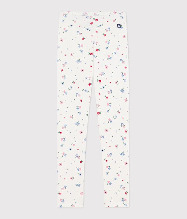 Leggings infantiles de algod&oacute;n con estampado de flores blanco/multicolor