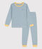 Pijama de algodón milrayas para niño/niña azul ROVER/blanco MARSHMALLOW