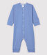 Pijama enterizo sin pies de rayas azules de algodón de bebé