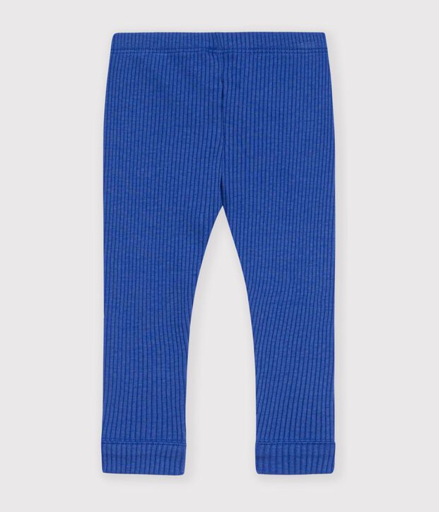 Leggings lisos de algod&oacute;n para beb&eacute; azul