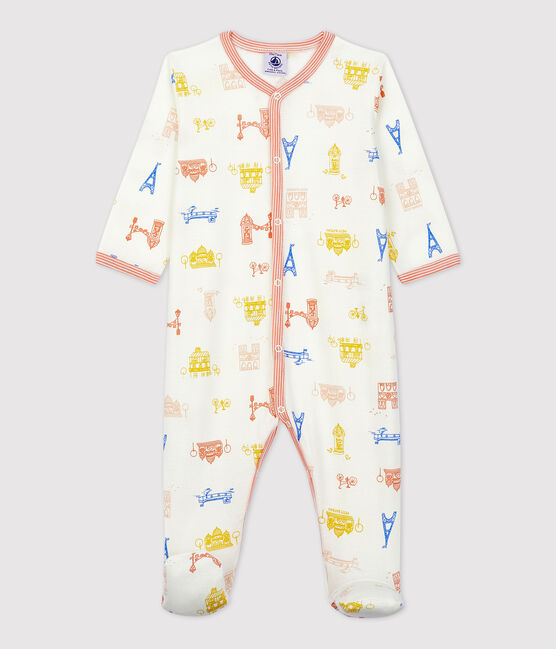 Pelele de bebé con estampado de París de algodón blanco MARSHMALLOW/blanco MULTICO