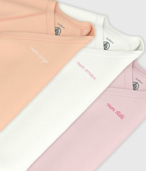 Juego de bodies cruzados y estampados de manga larga de algod&oacute;n para beb&eacute; multicolor