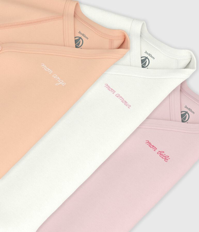 Juego de bodies cruzados y estampados de manga larga de algod&oacute;n para beb&eacute; multicolor