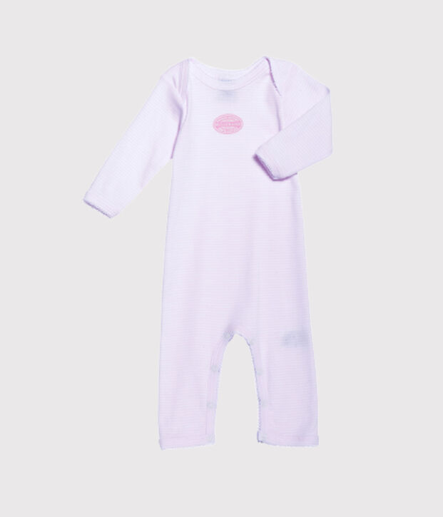 Body largo milrayas para beb&eacute; ni&ntilde;a rosa/blanco