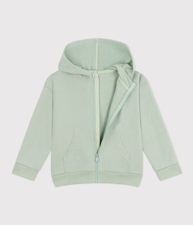 Sudadera de felpa con cremallera y capucha para ni&ntilde;o verde
