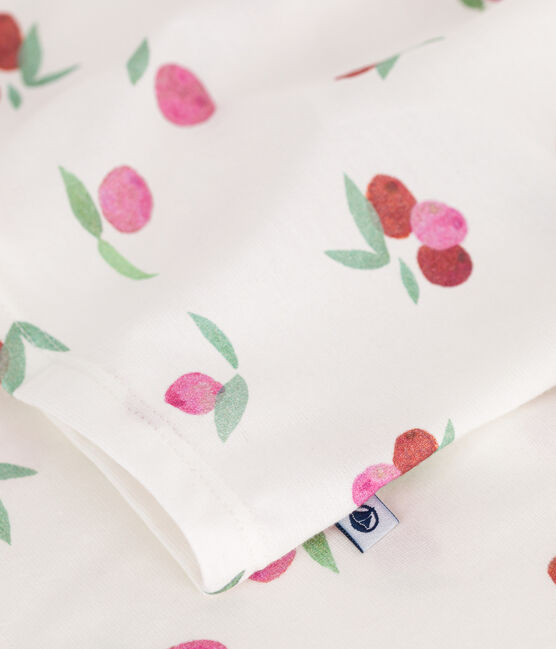 Pijama corto infantil de algodón con estampado de frutas blanco MARSHMALLOW/blanco MULTICO