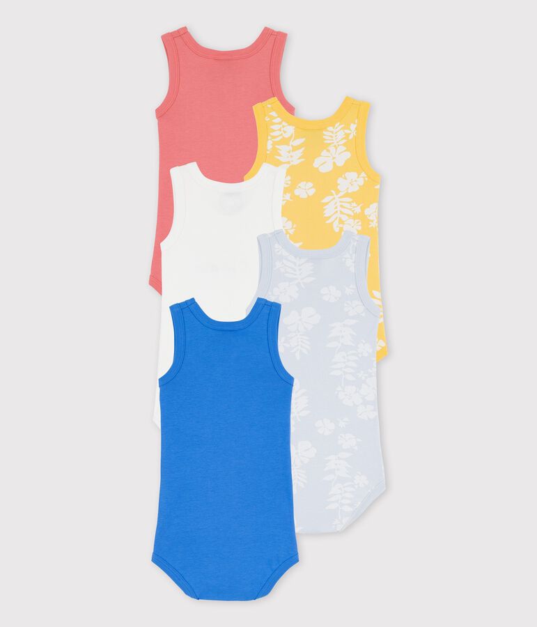 Juego de 5 bodis hawaianos sin mangas de algod&oacute;n variante 1