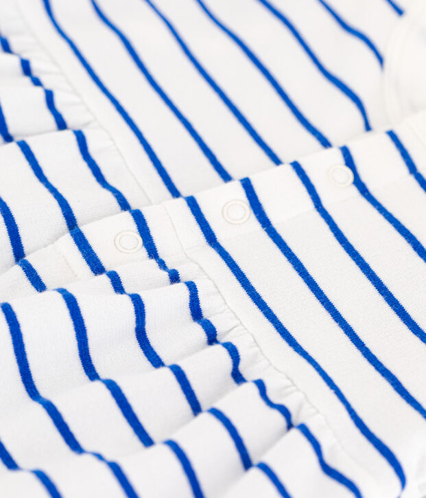 Vestido de felpa con body integrado para beb&eacute; blanco/azul