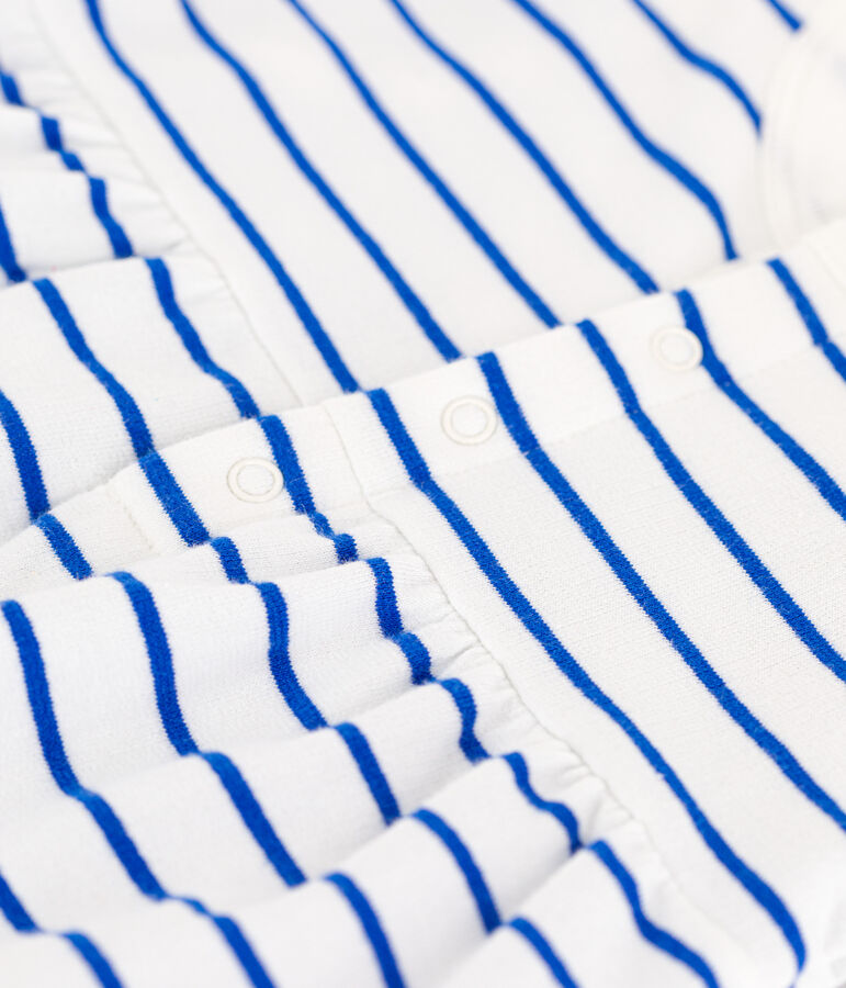 Vestido de felpa con body integrado para beb&eacute; blanco MARSHMALLOW/azul PERSE