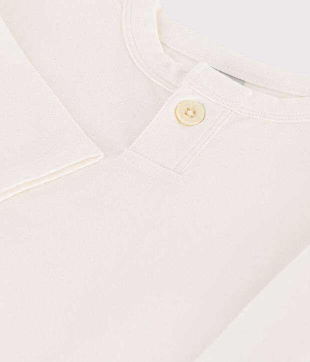Camiseta de algod&oacute;n de manga larga para beb&eacute; blanco