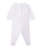 Pijama en túbico rayado para bebé niña blanco ECUME/rosa ROSE/ OR