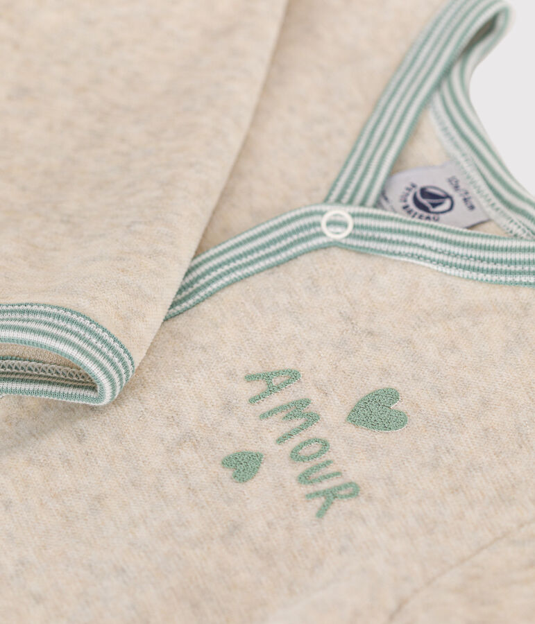 Pijama de terciopelo para beb&eacute; beige