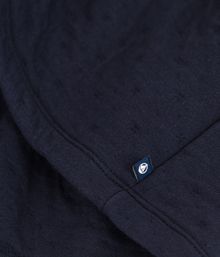 Vestido de manga larga infantil liso para ni&ntilde;a azul