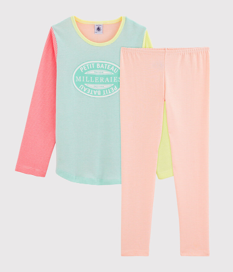 Pijama de punto para ni&ntilde;a blanco/multicolor