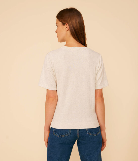 Camiseta la Boxy de algodón de mujer beige MONTELIMAR CHINE