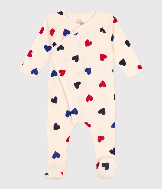 Pijama de algod&oacute;n con coraz&oacute;n para beb&eacute; crudo/multicolor