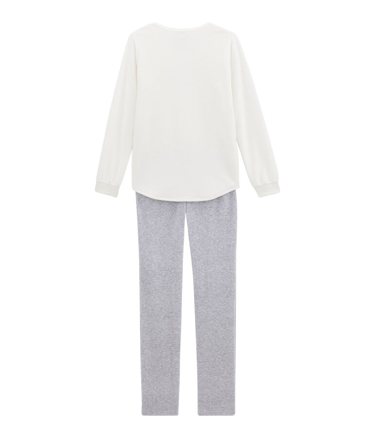 Pijama para ni&ntilde;a blanco/gris