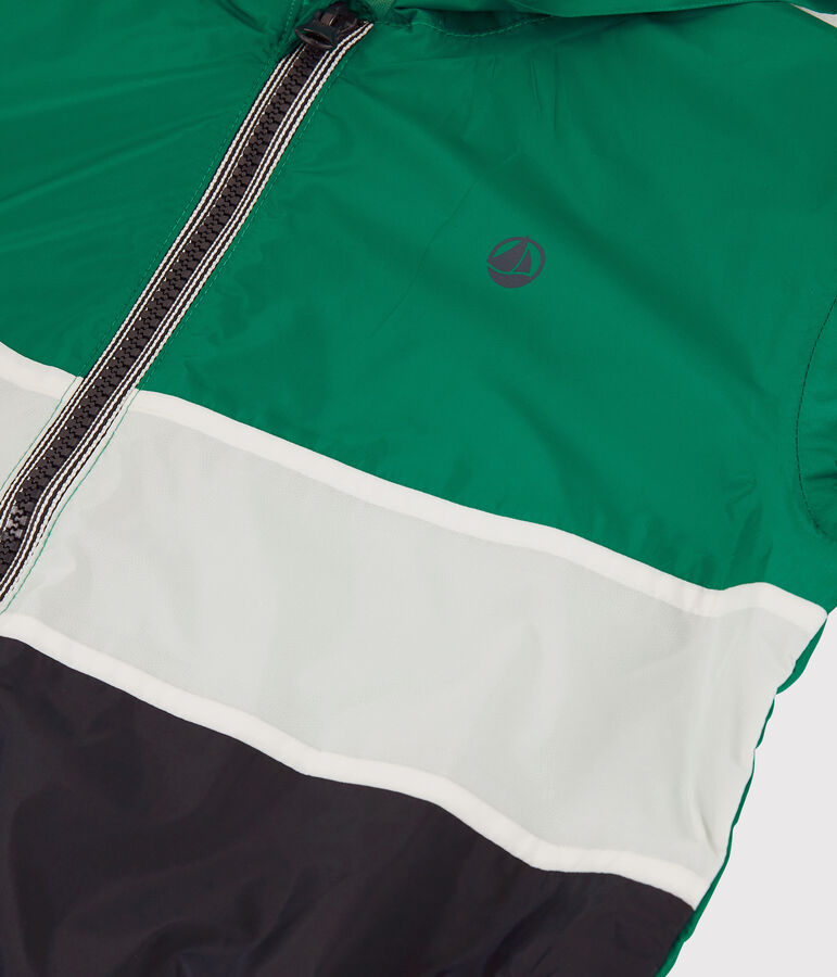 Cortavientos de poli&eacute;ster reciclado de ni&ntilde;o azul/verde