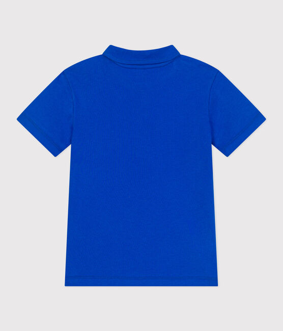Polo infantil de algodón liso de manga corta azul PERSE
