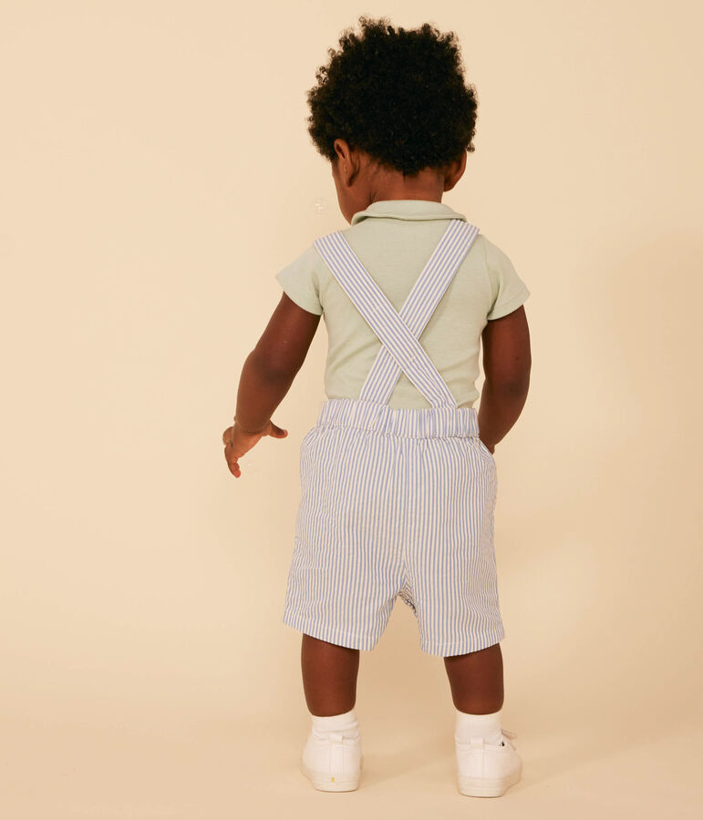 Peto corto de tejido milrayas para beb&eacute; azul/blanco
