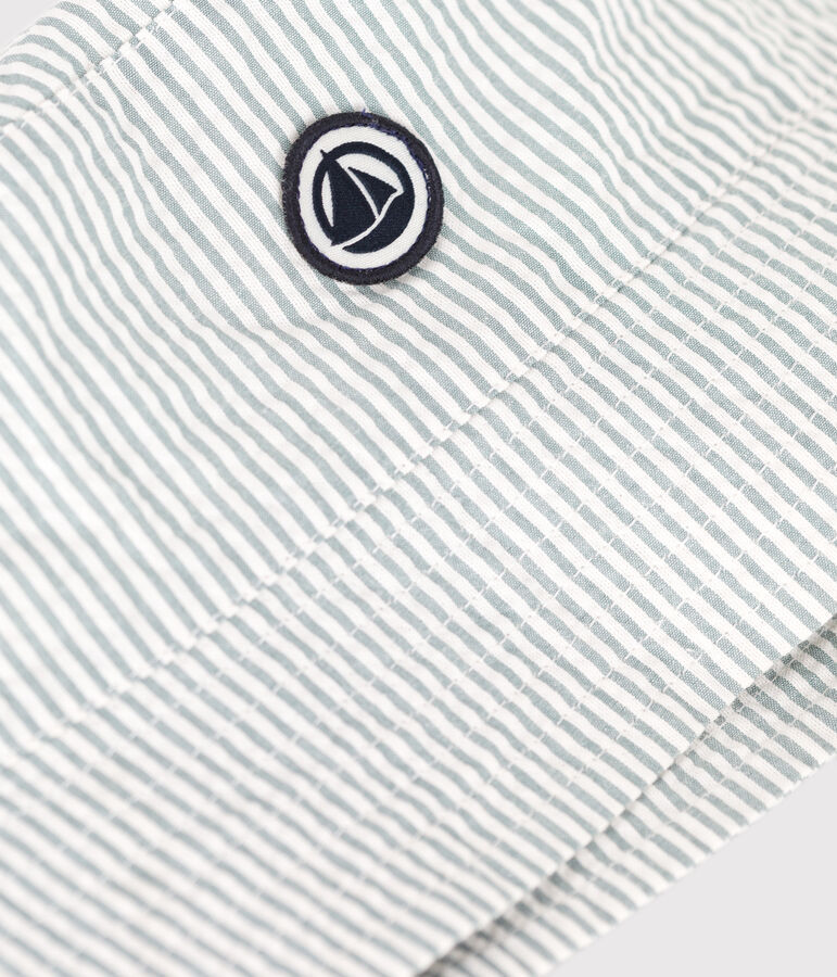 BOB INFANTIL DE ALGOD&Oacute;N SEERSUCKER VERDE NI&Ntilde;O blanco/verde