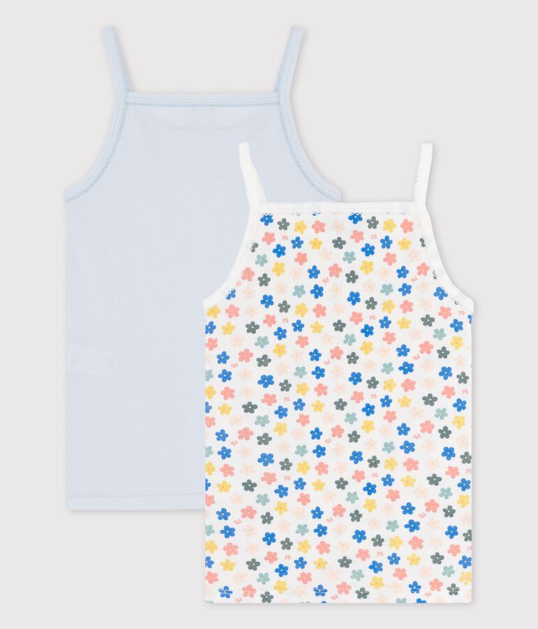 Juego de 2 camisas de tirantes de flores &laquo;retro&raquo; fosforescentes de algod&oacute;n de ni&ntilde;a multicolor