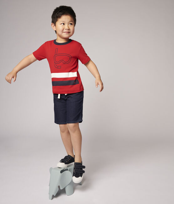 Camiseta de manga corta de algodón de niño rojo TERKUIT