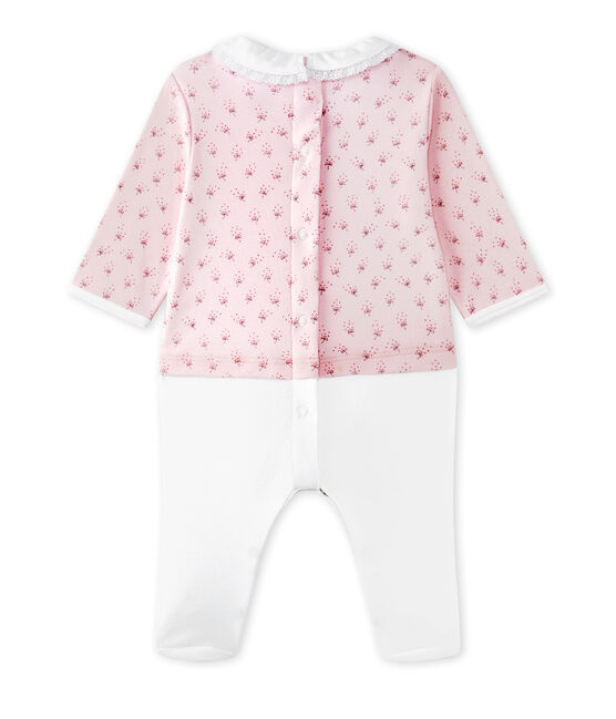 Pelele blusa bi-materia bebé niña rosa VIENNE/blanco MULTICO