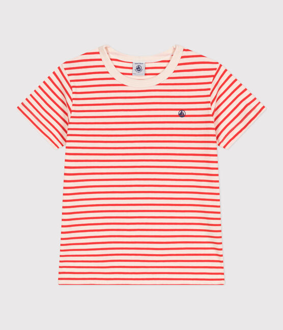 Camiseta infantil de manga corta de algodón con rayas rojo AVALANCHE/ SPICY