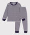 Pijama infantil de t&uacute;bico a rayas azul/crudo
