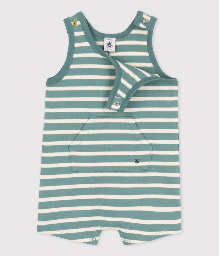 Mono corto de jersey grueso de beb&eacute; verde/crudo